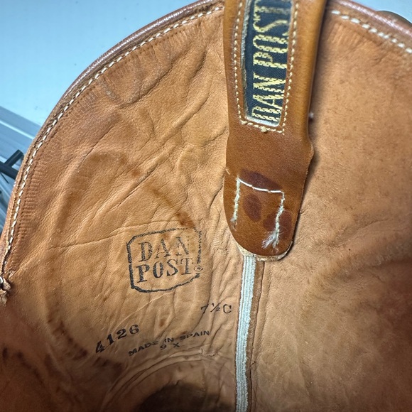Vintage Dan Post Women’s 7.5C Tan Cowboy Boot Classic Western Leather Made Spain - Picture 6 of 8